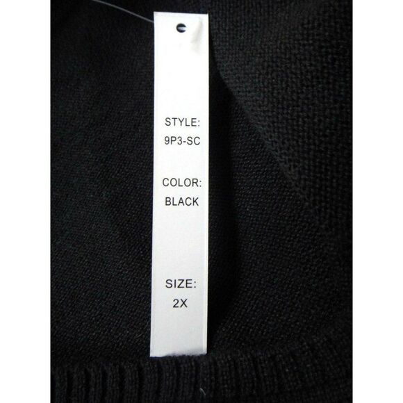 Effeci Woman Black Oversized Pullover Sweater Size 2X Scoop Neck Drop Shoulder - Picture 6 of 8